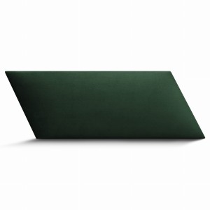 Nástěnný panel 15x30 cm čalouněný kosočtvercem vlevo – Čelo postele v tmavě zelené velurové látce