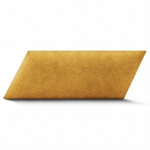 Nástěnný panel 15x30 cm čalouněný kosočtvercem vpravo – Čelo postele v hořčicové velurové látce